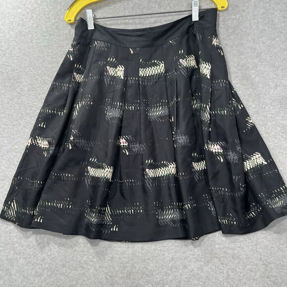 DKNY Black 100% Silk Skirt 6 pleated abstract knee length - Picture 1 of 14